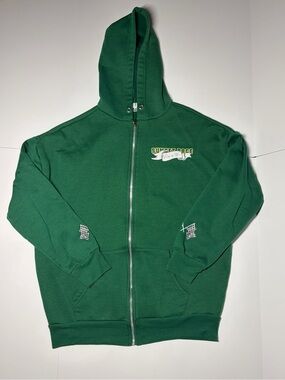 Men’s Green Streetwear Graphic  Zip-Up Hoodie Size Small